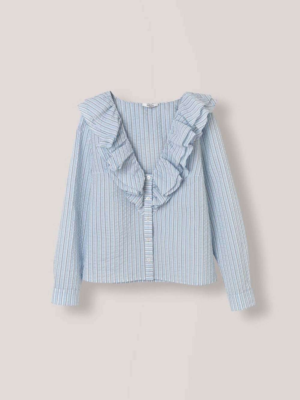 GANNI Charron Blouse in Pearl Blue